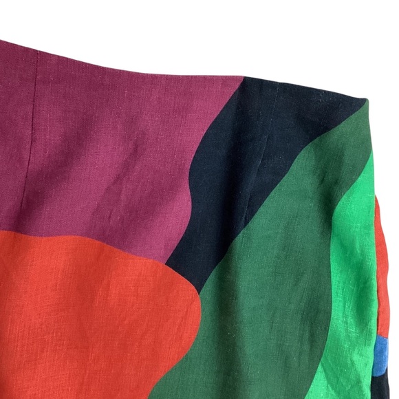 MARA HOFFMAN Sunja Colorblock Midi Skirt Women’s 10 Faux Wrap Multicolor Hemp - Picture 9 of 11